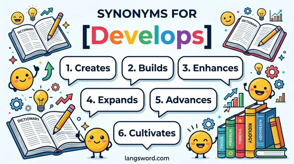 synonyms for develops