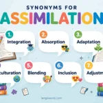 Synonyms for Assimilation infographic with seven key synonyms