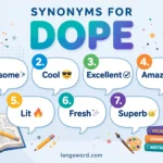 Synonyms for Dope infographic with seven key synonyms