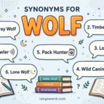 Synonyms for Wolf infographic with seven key synonyms
